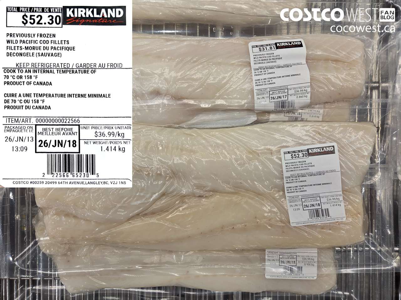 22566 PREVIOUSLY FROZEN WILD PACIFIC COD FILLETS $36.99