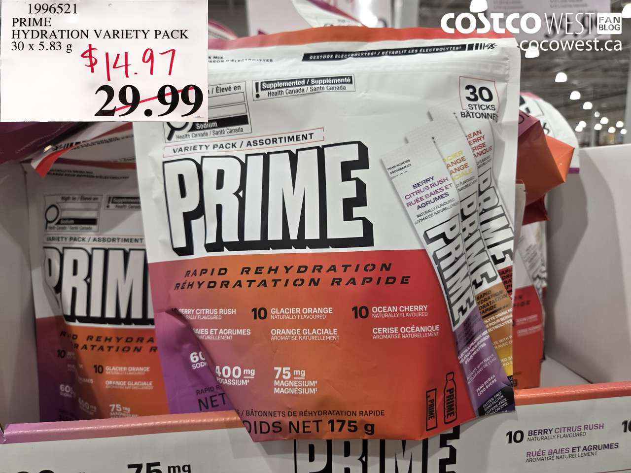1996521 PRIME HYDRATION VARIETY PACK 30 X 5.83 G $14.97