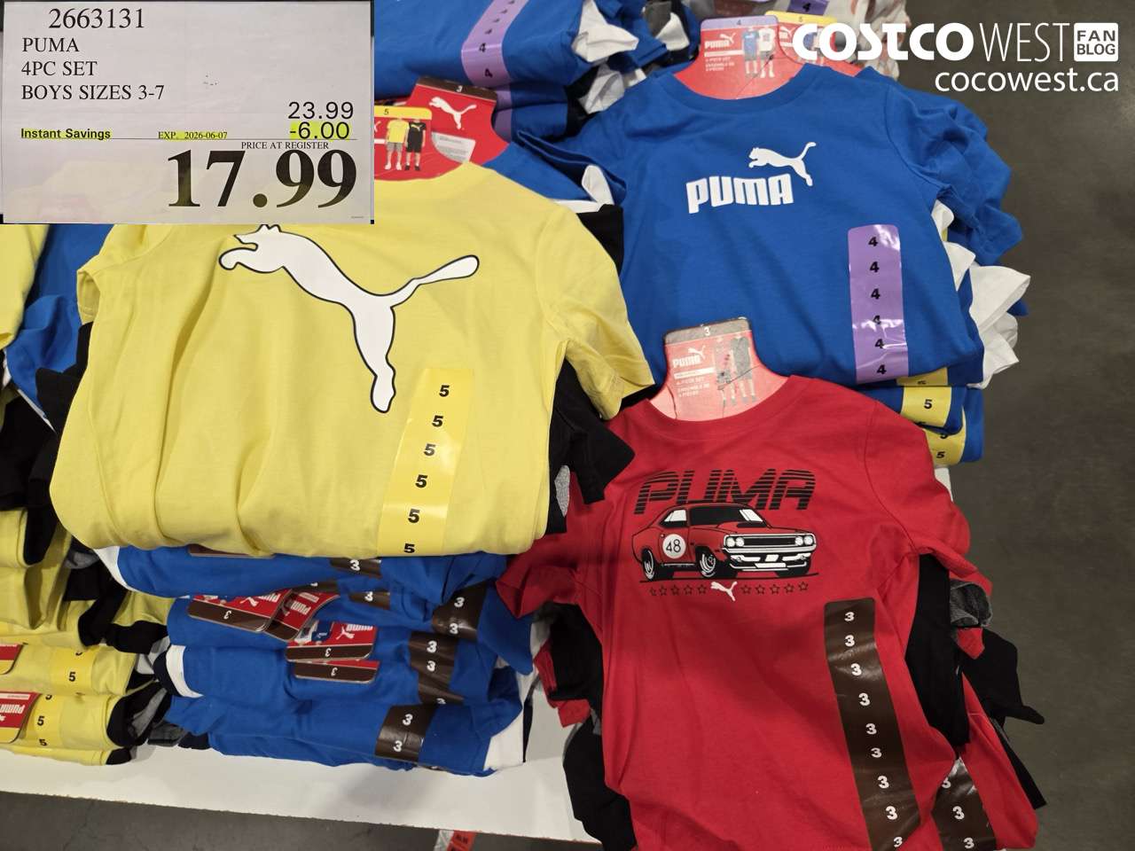 2663131 PUMA 4PC SET BOYS SIZES 3-7 ($6.00 INSTANT SAVINGS EXPIRES ON 2026-06-07) $17.99