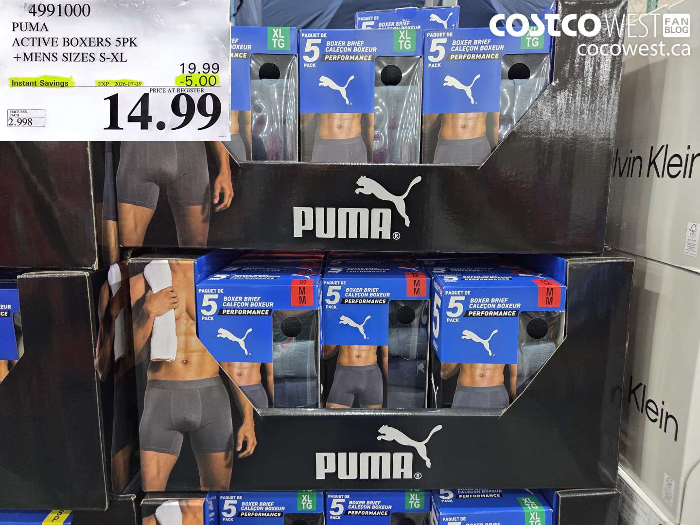 4991000 PUMA ACTIVE BOXERS 5PK MENS SIZES S-XL ($5.00 INSTANT SAVINGS EXPIRES ON 2026-07-05) $14.99