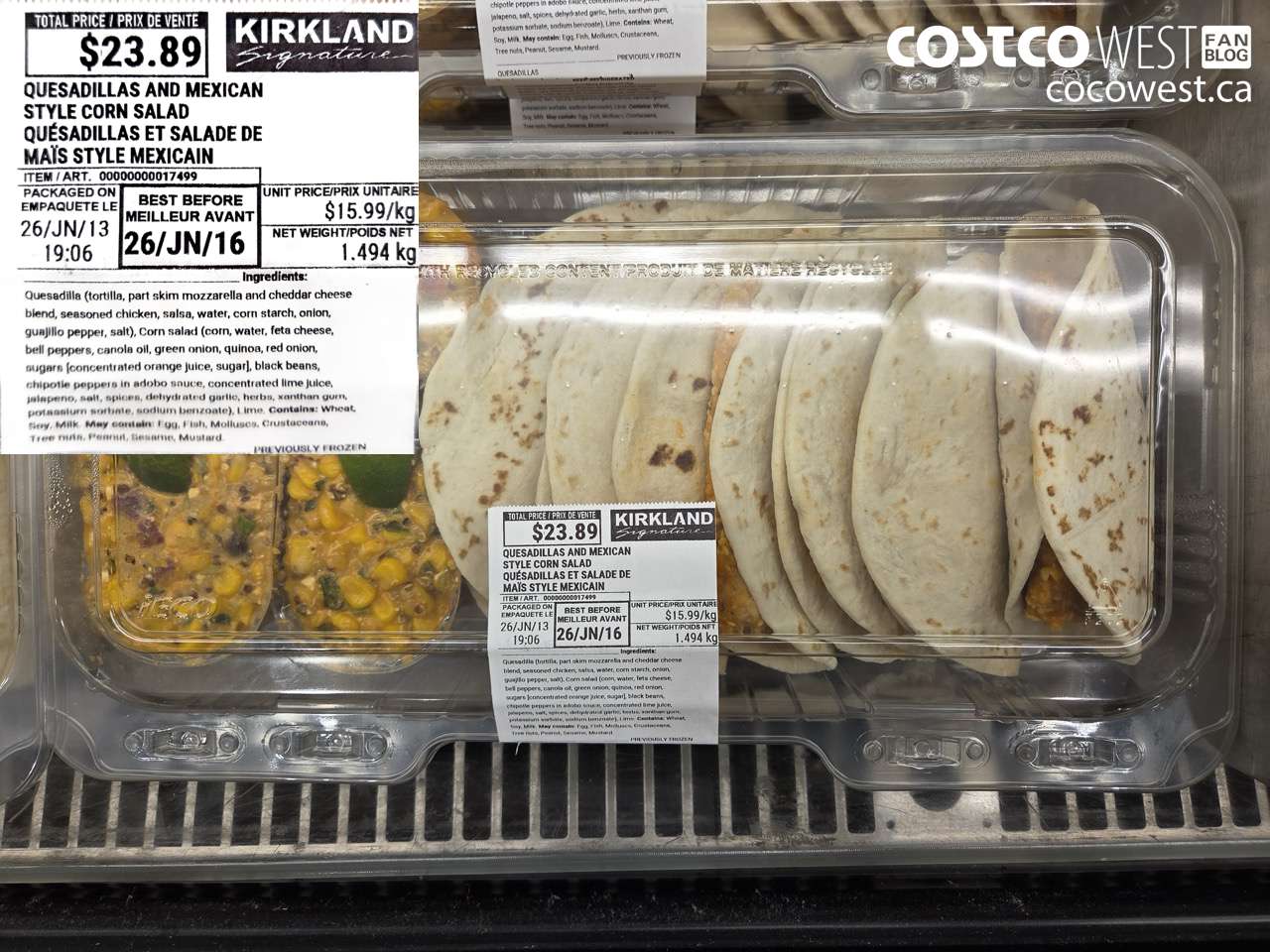 17499 QUESADILLAS AND MEXICAN STYLE CORN SALAD $15.99