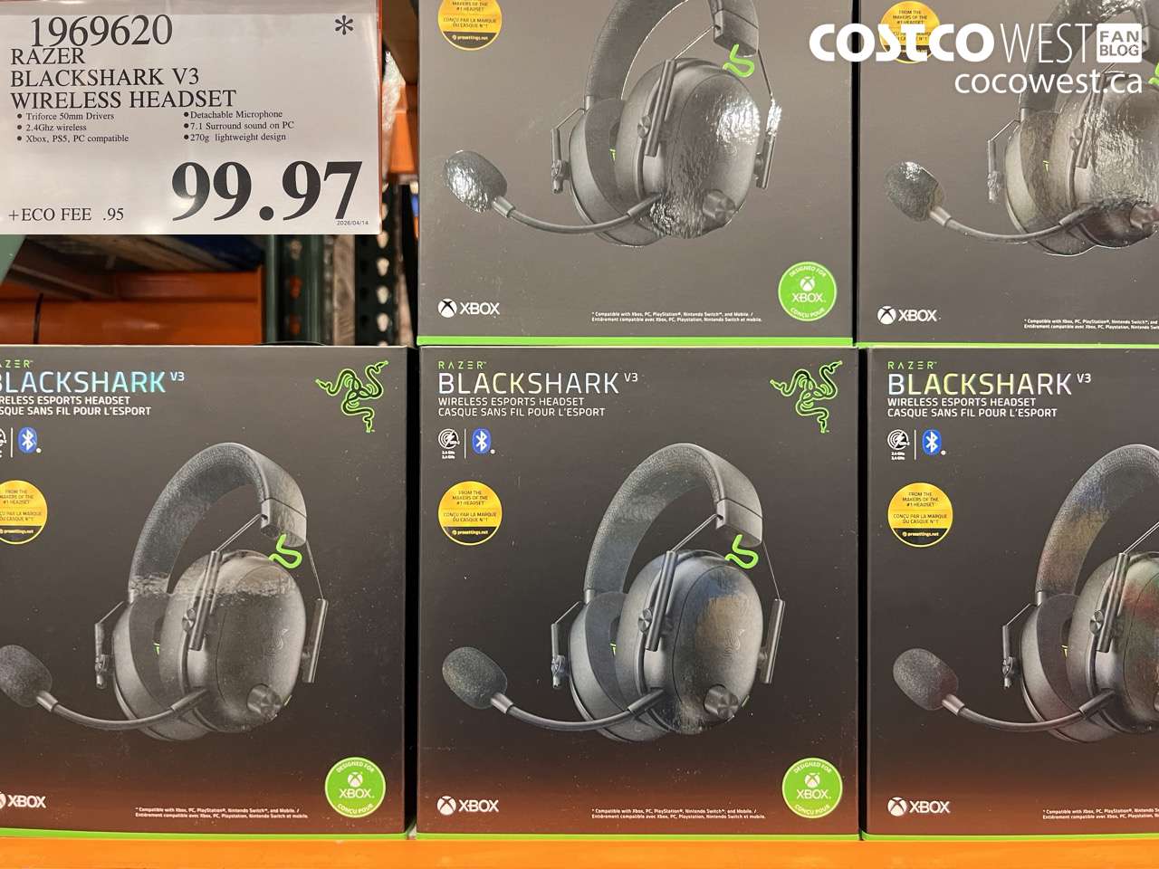 1969620 RAZER BLACKSHARK V3 WIRELESS HEADSET $99.97
