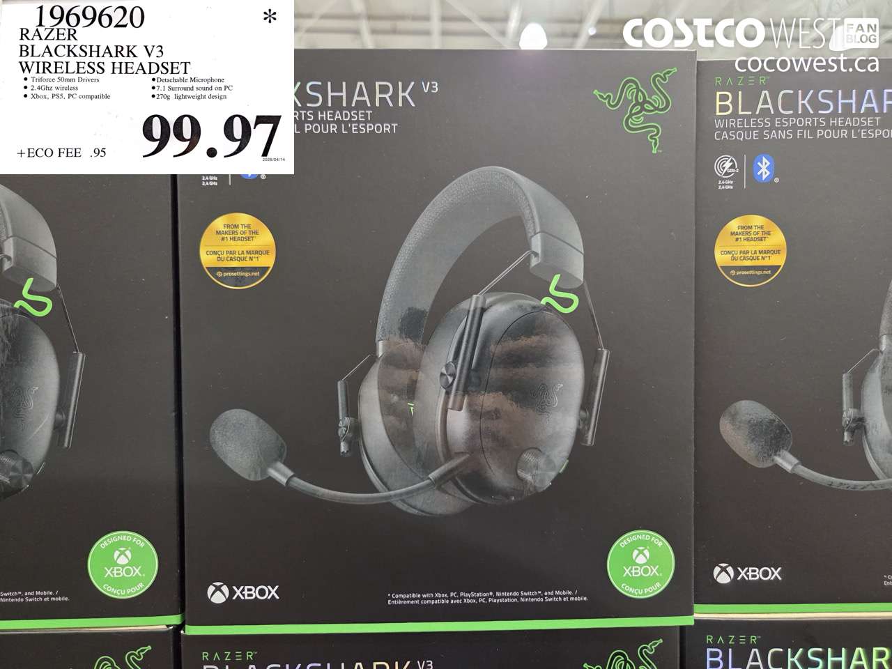 1969620 RAZER BLACKSHARK V3 WIRELESS HEADSET $99.97