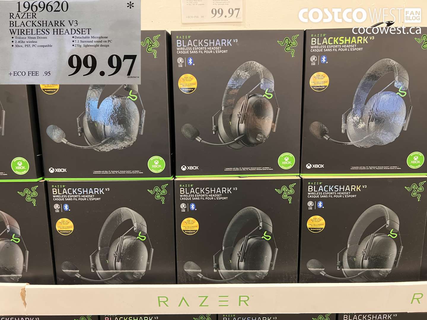 1969620 RAZER BLACKSHARK V3 WIRELESS HEADSET $99.97