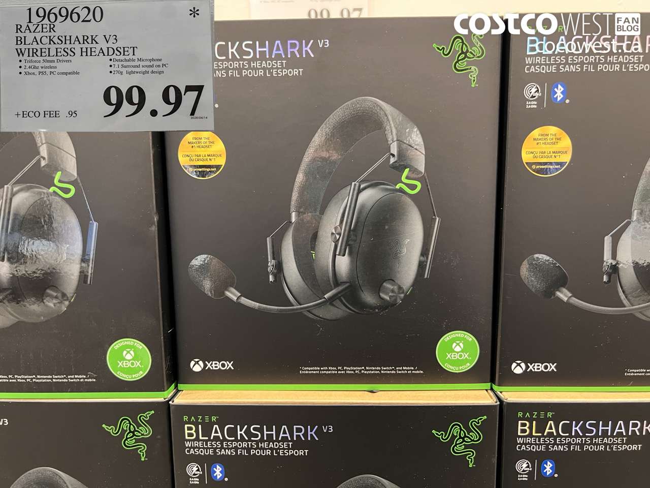 1969620 RAZER BLACKSHARK V3 WIRELESS HEADSET $99.97