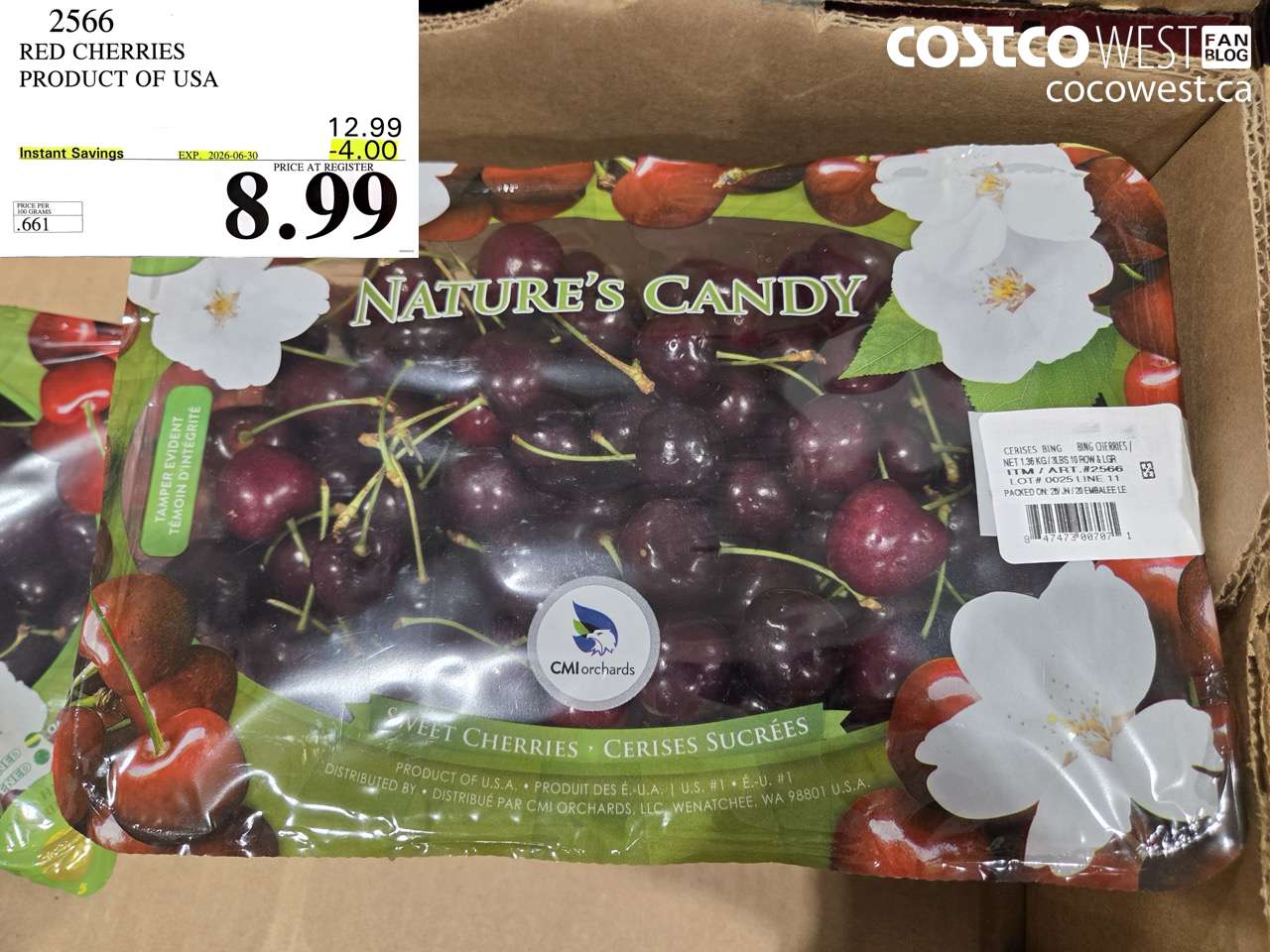 2566 RED CHERRIES PRODUCT OF USA ($4.00 INSTANT SAVINGS EXPIRES ON 2026-06-30) $8.99
