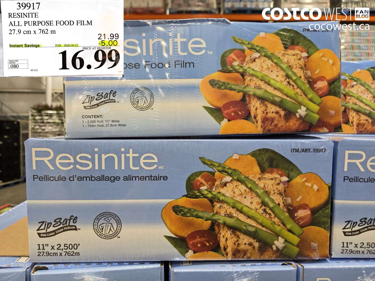 39917 RESINITE ALL PURPOSE FOOD FILM 27.9 CM X 762 M ($5.00 INSTANT SAVINGS EXPIRES ON 2026-06-21) $16.99