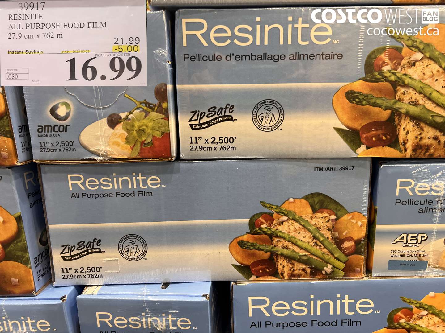 39917 RESINITE ALL PURPOSE FOOD FILM 27.9 CM X 762 M ($5.00 INSTANT SAVINGS EXPIRES ON 2026-06-21) $16.99