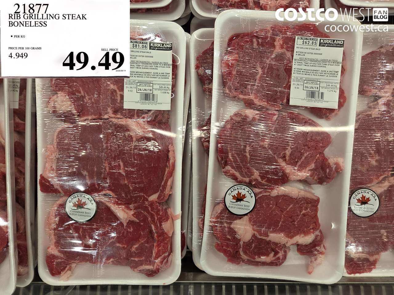 21877 RIB GRILLING STEAK BONELESS $49.49