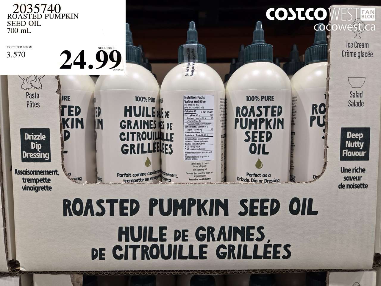 2035740 ROASTED PUMPKIN SEED OIL 700 ML $24.99