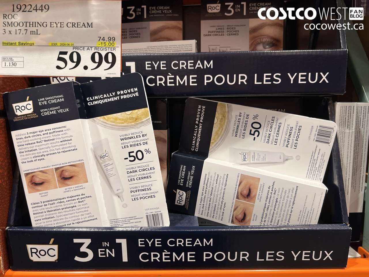 1922449 ROC SMOOTHING EYE CREAM 3 X 17.7 ML ($15.00 INSTANT SAVINGS EXPIRES ON 2026-06-14) $59.99