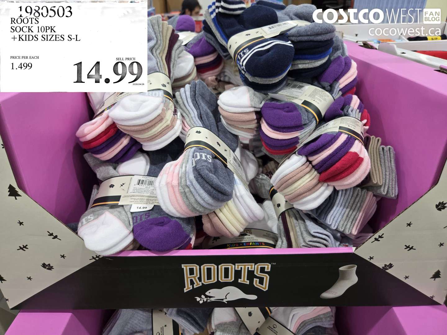1980503 ROOTS SOCK 10PK +KIDS SIZES S-L $14.99