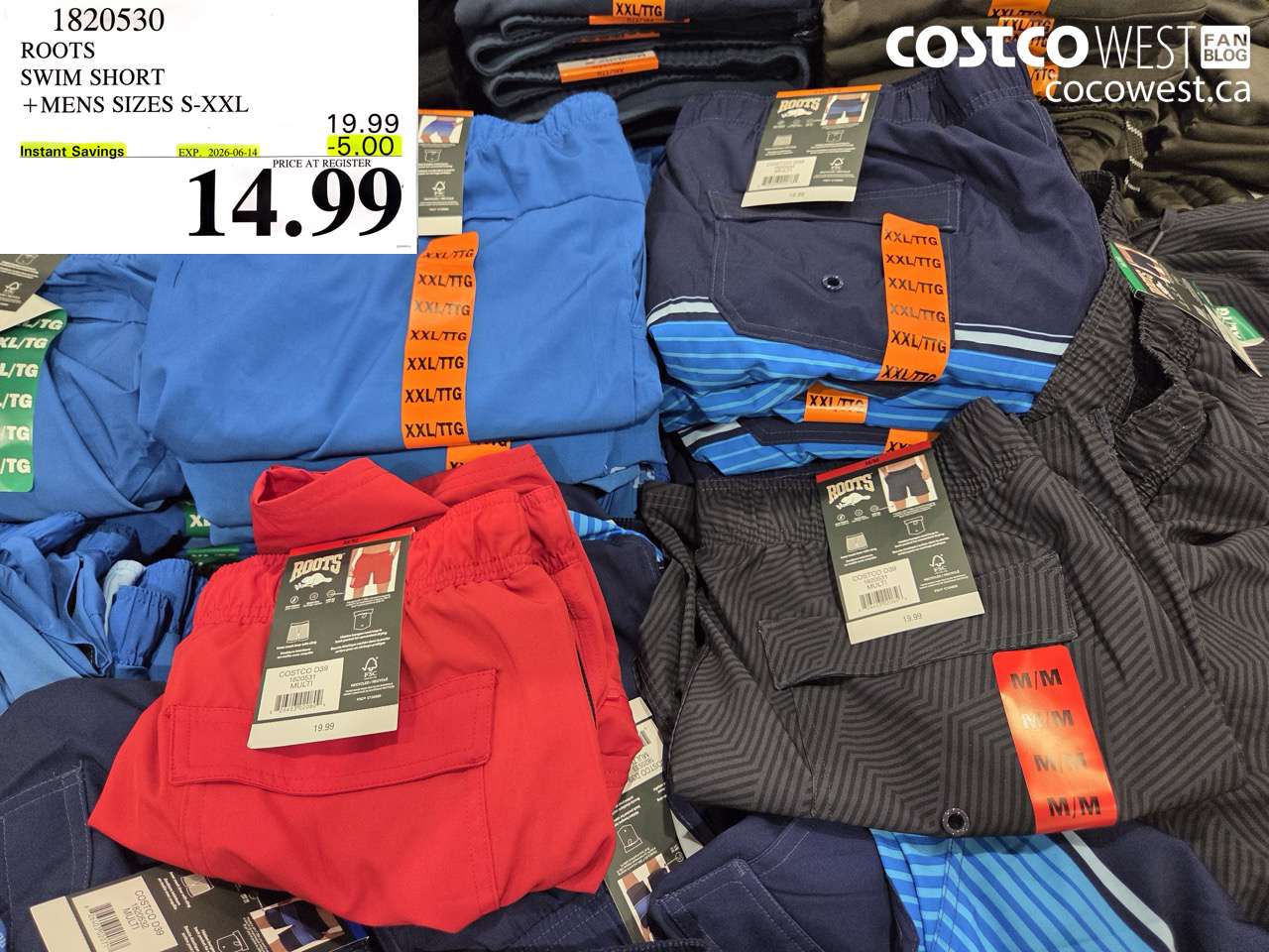 1820530 ROOTS SWIM SHORT MENS SIZES S-XXL ($5.00 INSTANT SAVINGS EXPIRES ON 2026-06-14) $14.99