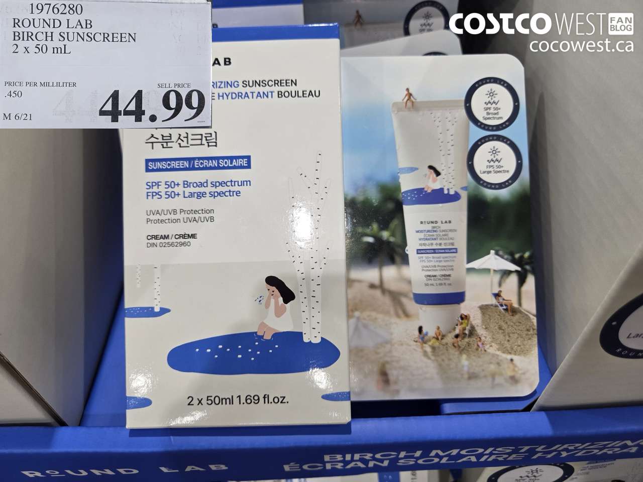 1976280 ROUND LAB BIRCH SUNSCREEN 2 X 50 ML $44.99