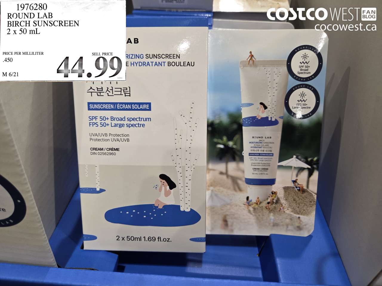 1976280 ROUND LAB BIRCH SUNSCREEN 2 X 50 ML $44.99