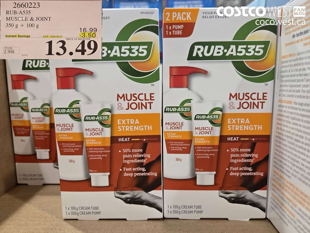 2660223 RUB-A535 MUSCLE & JOINT 350 G + 100 G ($3.50 INSTANT SAVINGS EXPIRES ON 2026-06-07) $13.49