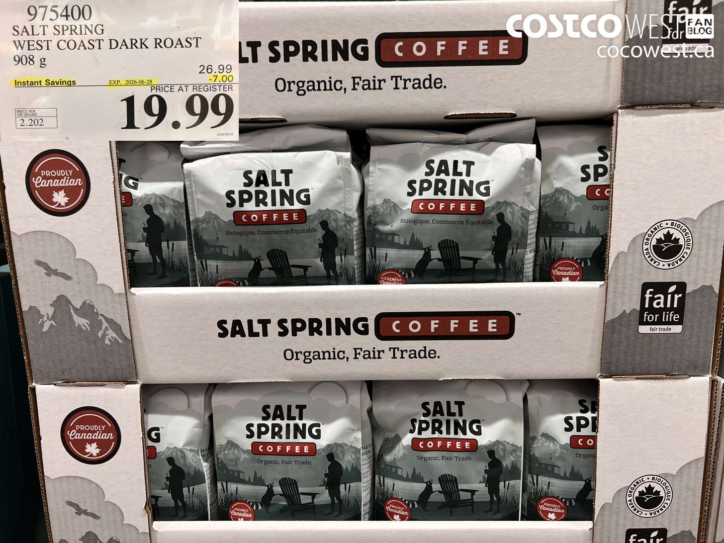975400 SALT SPRING WEST COAST DARK ROAST 908 G ($7.00 INSTANT SAVINGS EXPIRES ON 2026-06-28) $19.99