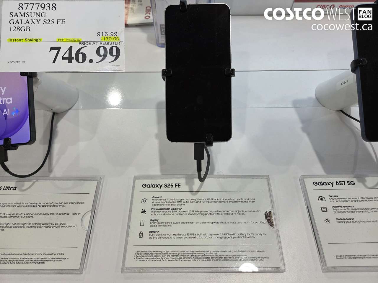 8777938 SAMSUNG GALAXY S25 FE 128GB ($170.00 INSTANT SAVINGS EXPIRES ON 2026-06-26) $746.99