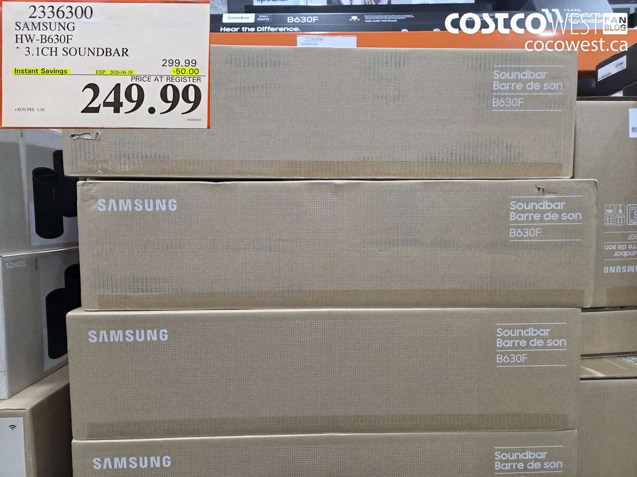 2336300 SAMSUNG HW-B630F 3.1CH SOUNDBAR ($50.00 INSTANT SAVINGS EXPIRES ON 2026-06-18) $249.99