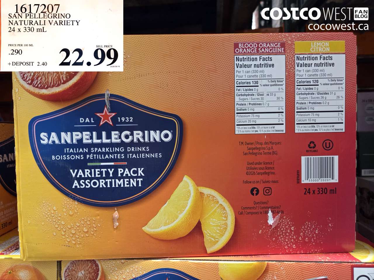1617207 SAN PELLEGRINO NATURALI VARIETY 24 X 330 ML $22.99