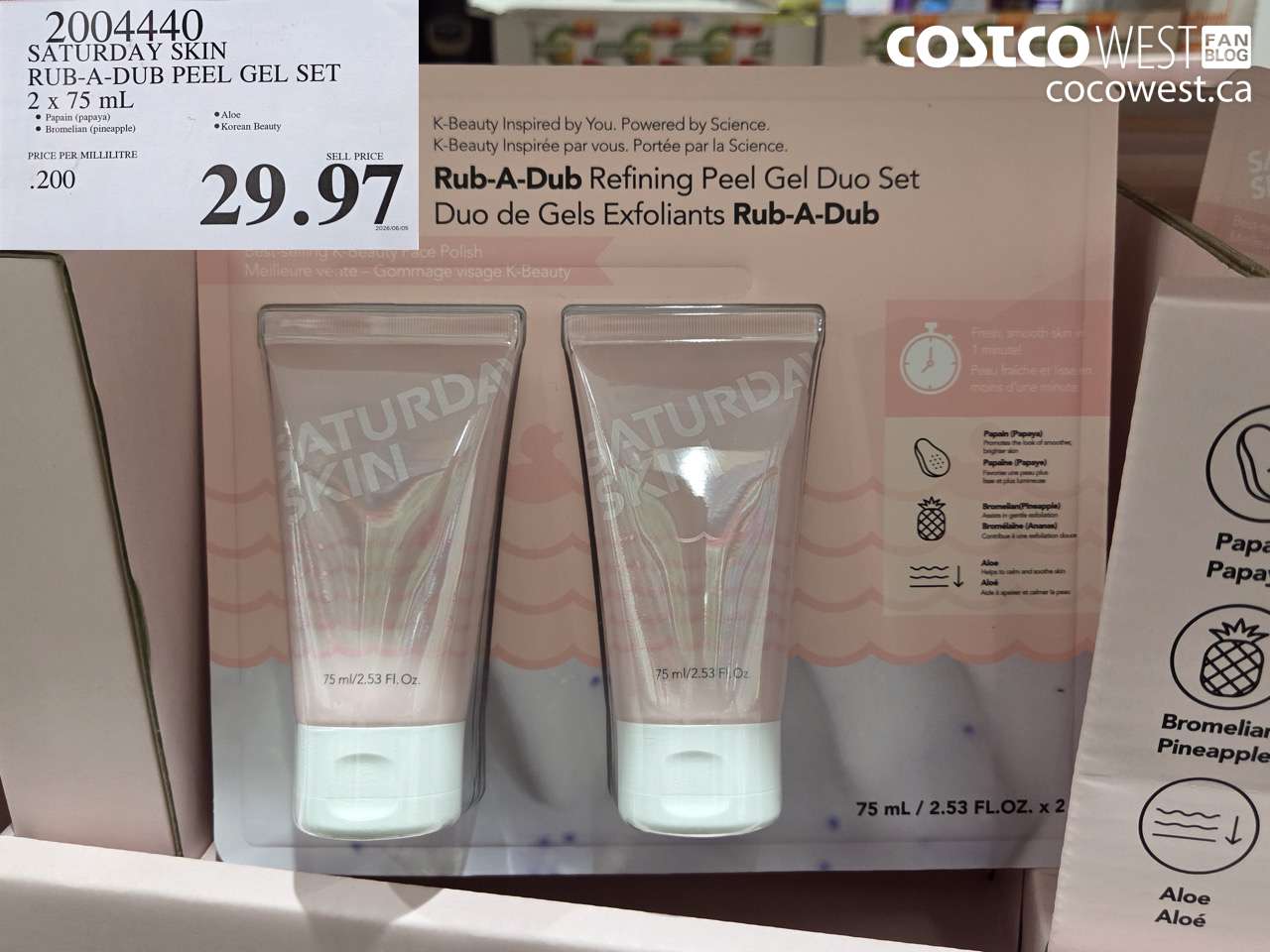 2004440 SATURDAY SKIN RUB-A-DUB PEEL GEL SET 2 X 75 ML $29.97
