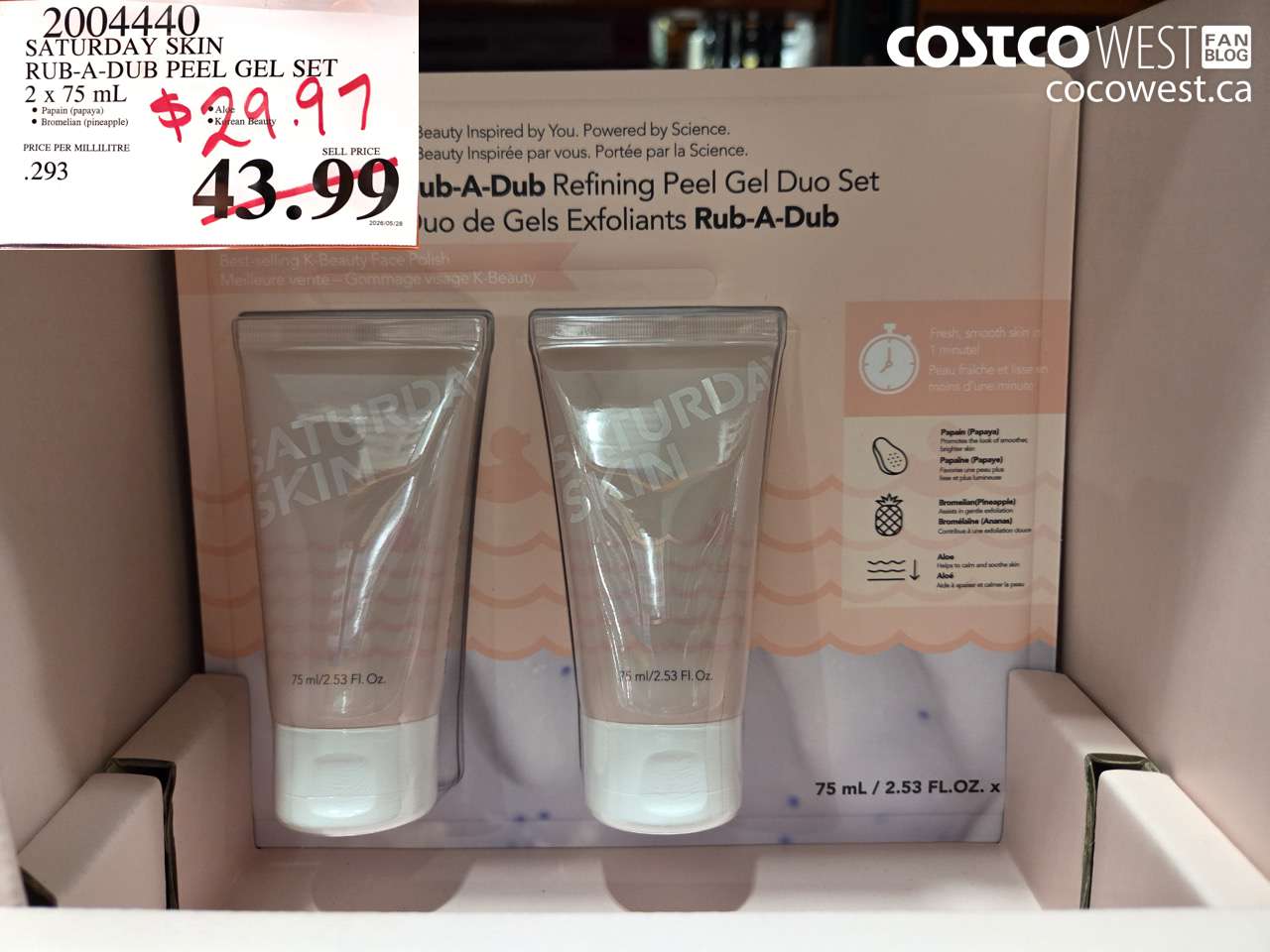 2004440 SATURDAY SKIN RUB-A-DUB PEEL GEL SET 2 X 75 ML $29.97