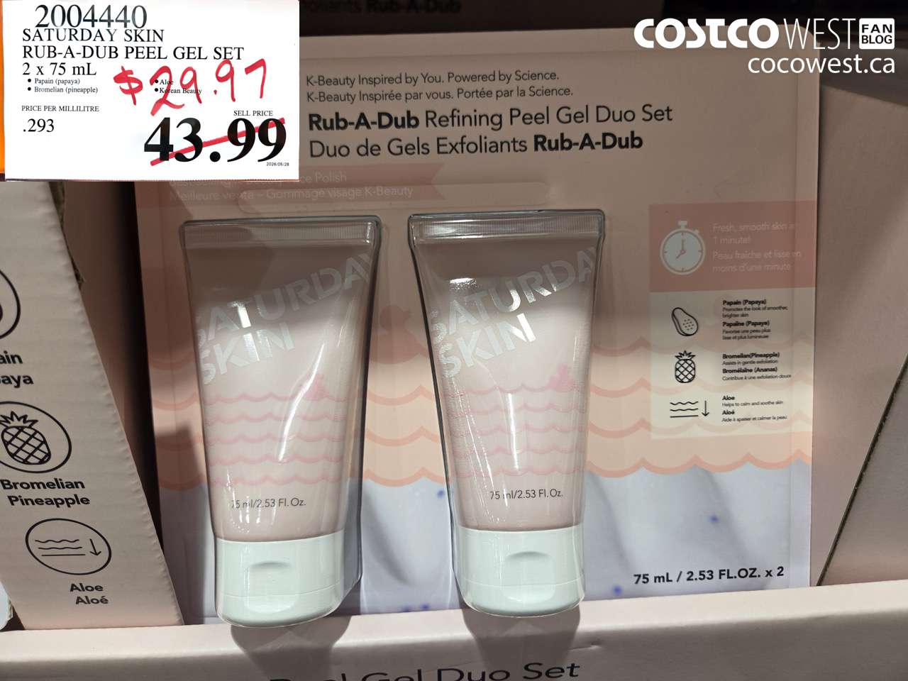 2004440 SATURDAY SKIN RUB-A-DUB PEEL GEL SET 2 X 75 ML $29.97