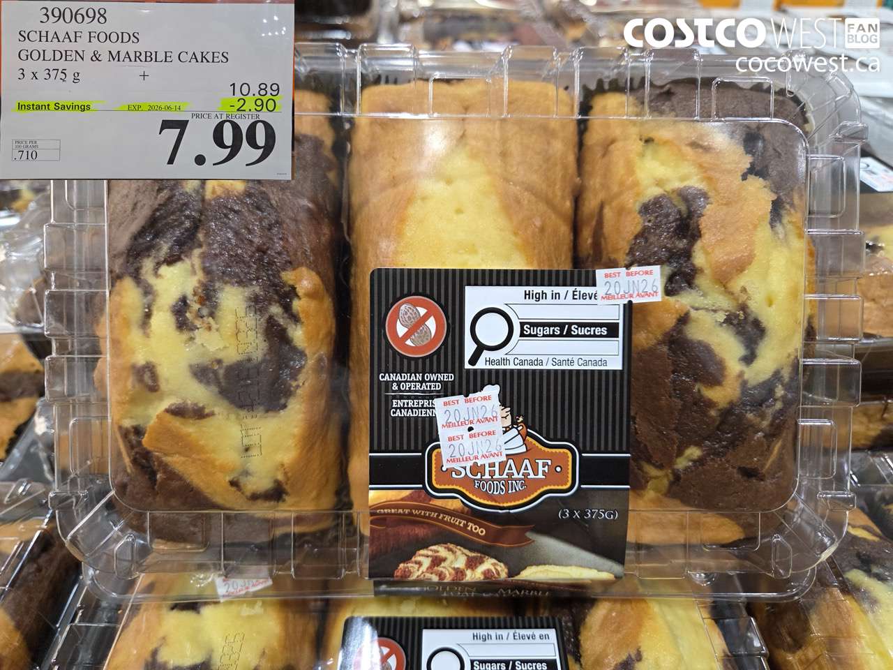 390698 SCHAAF FOODS GOLDEN & MARBLE CAKES 3 X 375 G ($2.90 INSTANT SAVINGS EXPIRES ON 2026-06-14) $7.99