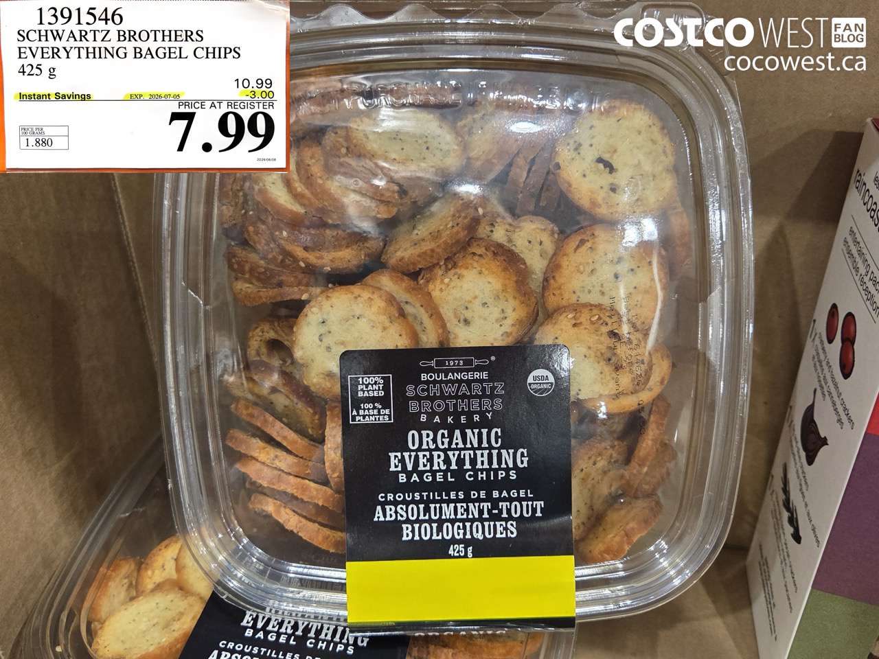 1391546 SCHWARTZ BROTHERS EVERYTHING BAGEL CHIPS 425 G ($3.00 INSTANT SAVINGS EXPIRES ON 2026-07-05) $7.99