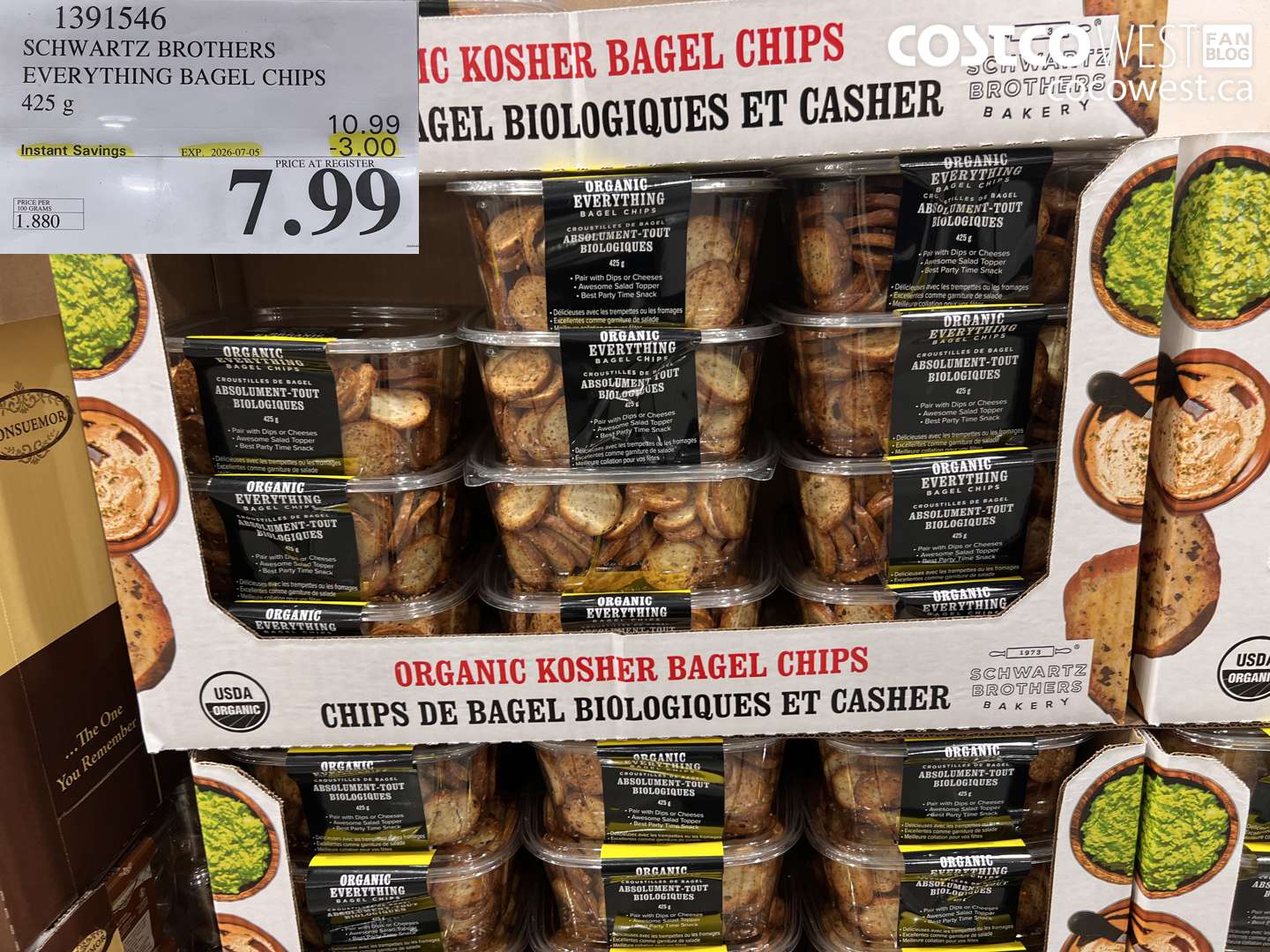 1391546 SCHWARTZ BROTHERS EVERYTHING BAGEL CHIPS 425 G ($3.00 INSTANT SAVINGS EXPIRES ON 2026-07-05) $7.99