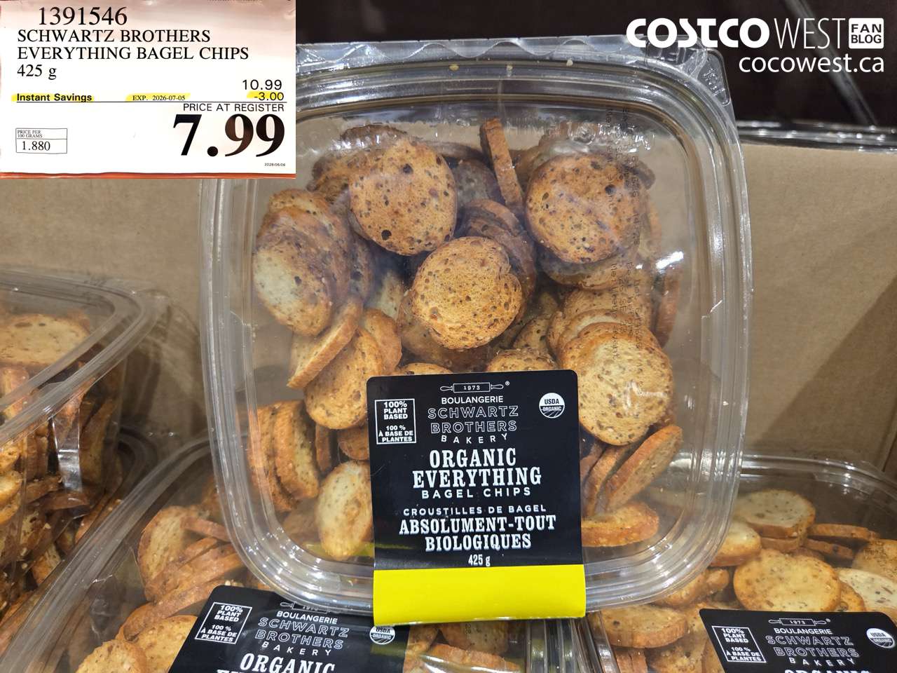 1391546 SCHWARTZ BROTHERS EVERYTHING BAGEL CHIPS 425 G ($3.00 INSTANT SAVINGS EXPIRES ON 2026-07-05) $7.99