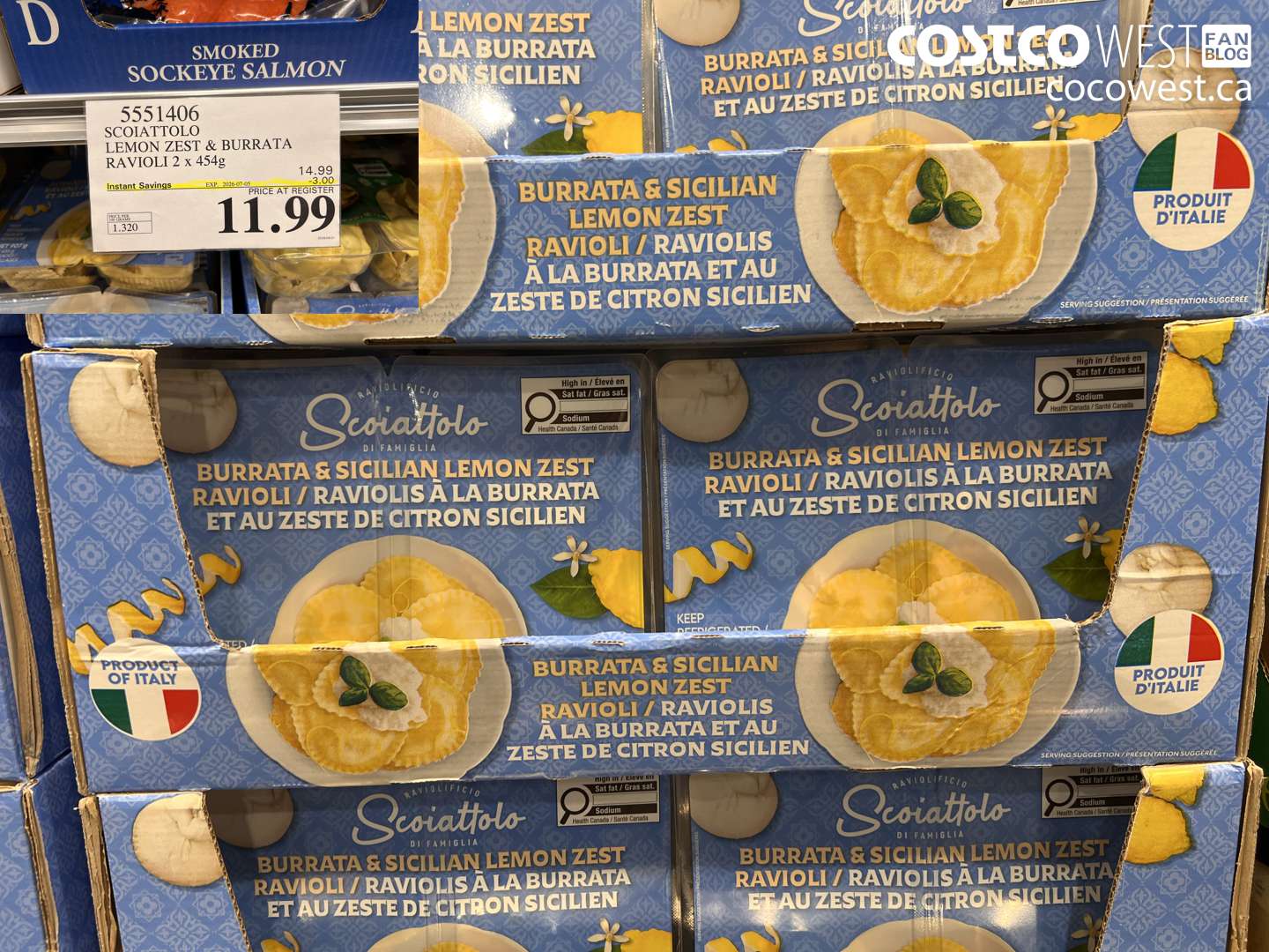 5551406 SCOIATTOLO LEMON ZEST & BURRATA RAVIOLI 2 X 454G ($3.00 INSTANT SAVINGS EXPIRES ON 2026-07-05) $11.99