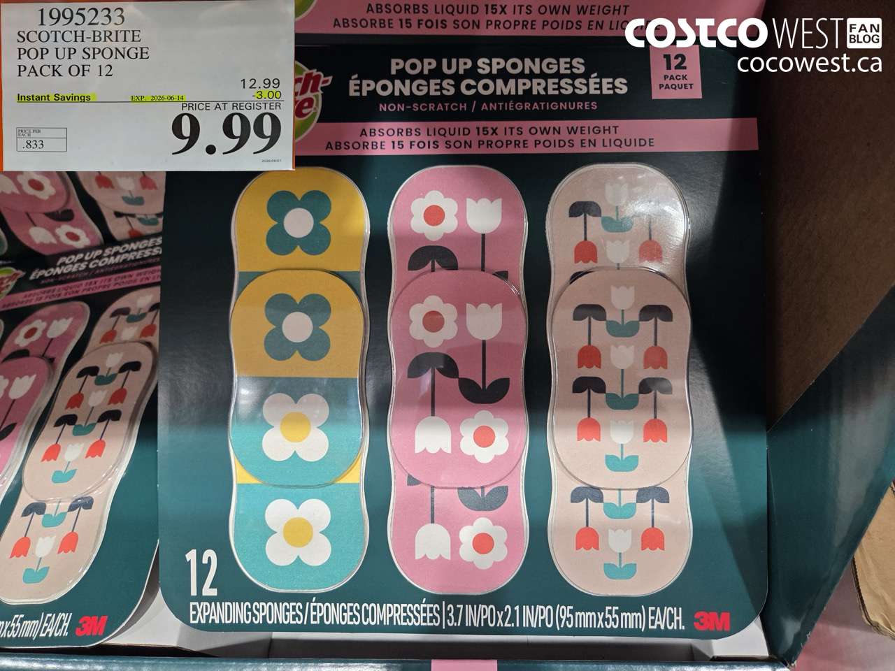 1995233 SCOTCH-BRITE POP UP SPONGE PACK OF 12 ($3.00 INSTANT SAVINGS EXPIRES ON 2026-06-14) $9.99