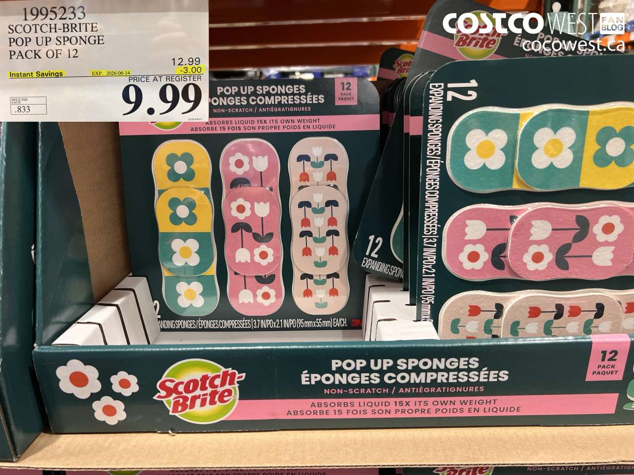 1995233 SCOTCH-BRITE POP UP SPONGE PACK OF 12 ($3.00 INSTANT SAVINGS EXPIRES ON 2026-06-14) $9.99
