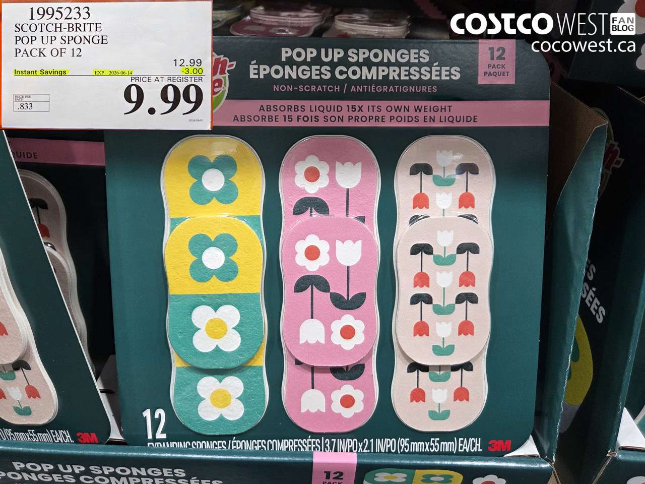 1995233 SCOTCH-BRITE POP UP SPONGE PACK OF 12 ($3.00 INSTANT SAVINGS EXPIRES ON 2026-06-14) $9.99