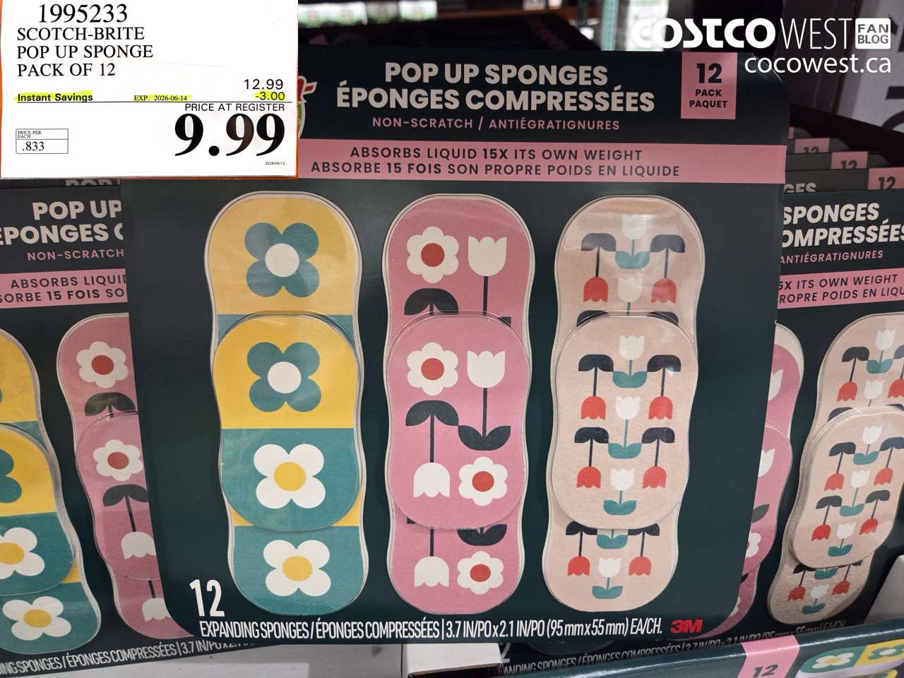 1995233 SCOTCH-BRITE POP UP SPONGE PACK OF 12 ($3.00 INSTANT SAVINGS EXPIRES ON 2026-06-14) $9.99