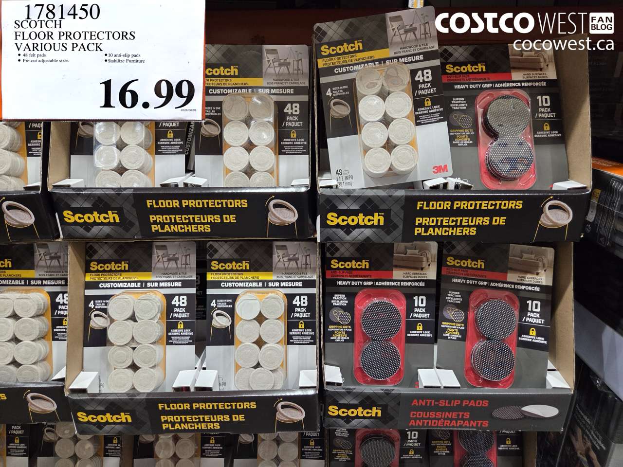 1781450 SCOTCH FLOOR PROTECTORS VARIOUS PACK $16.99