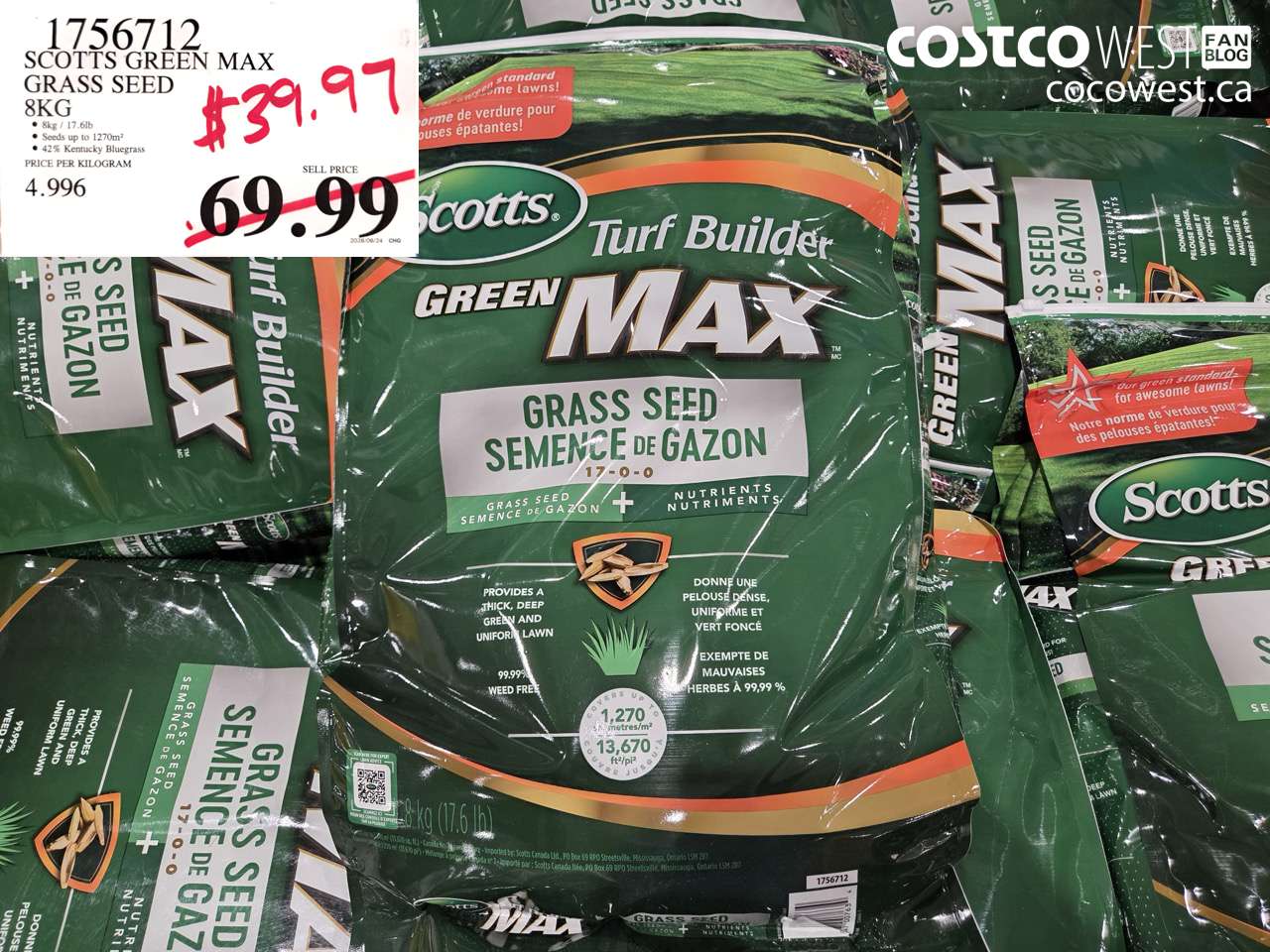 1756712 SCOTTS GREEN MAX GRASS SEED 8KG $39.97