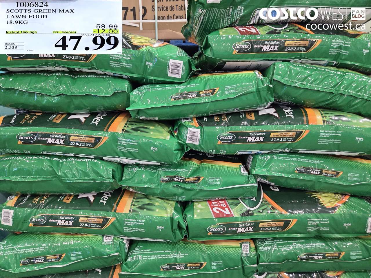 1006824 SCOTTS GREEN MAX LAWN FOOD 18.9KG ($12.00 INSTANT SAVINGS EXPIRES ON 2026-06-14) $47.99