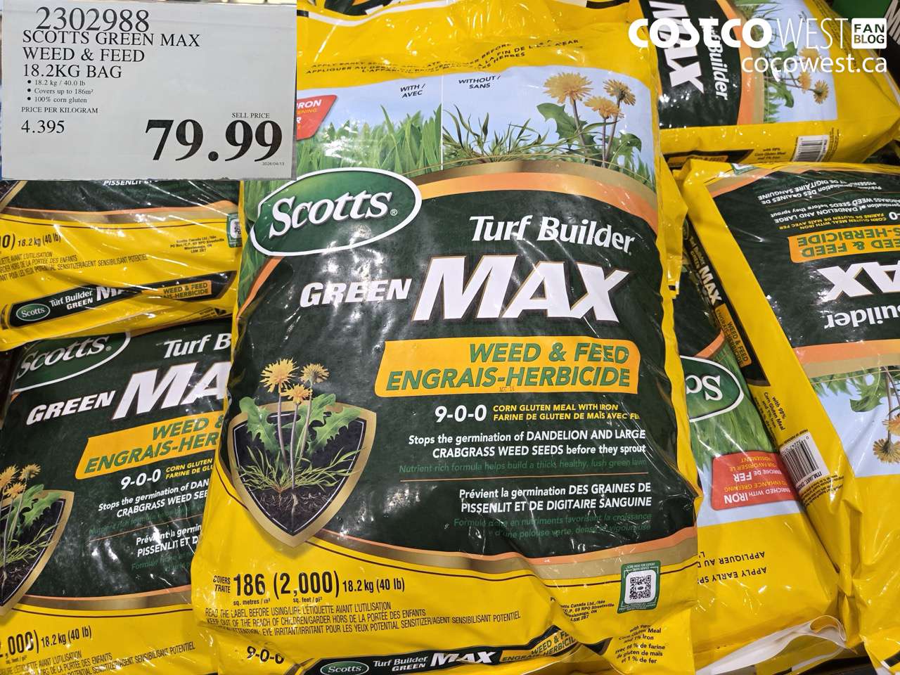 2302988 SCOTTS GREEN MAX WEED & FEED 18.2KG BAG $79.99