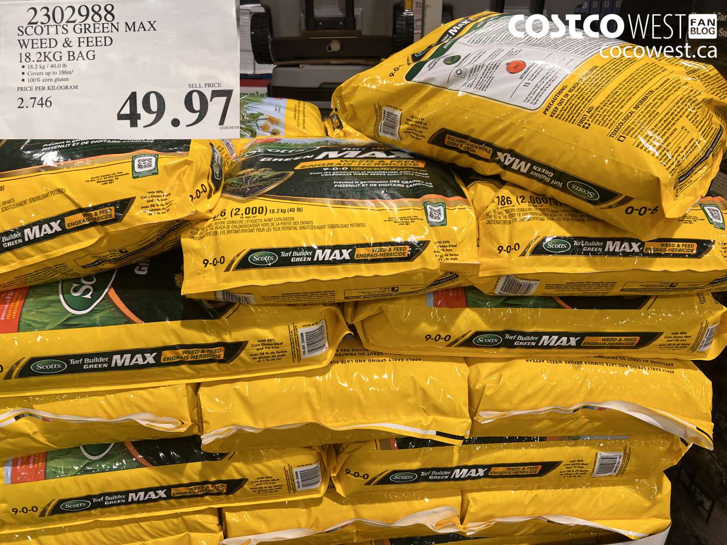 2302988 SCOTTS GREEN MAX WEED & FEED 18.2KG BAG $49.97