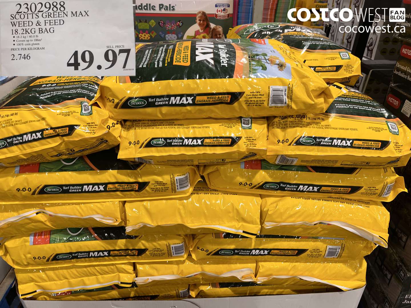 2302988 SCOTTS GREEN MAX WEED & FEED 18.2KG BAG $49.97