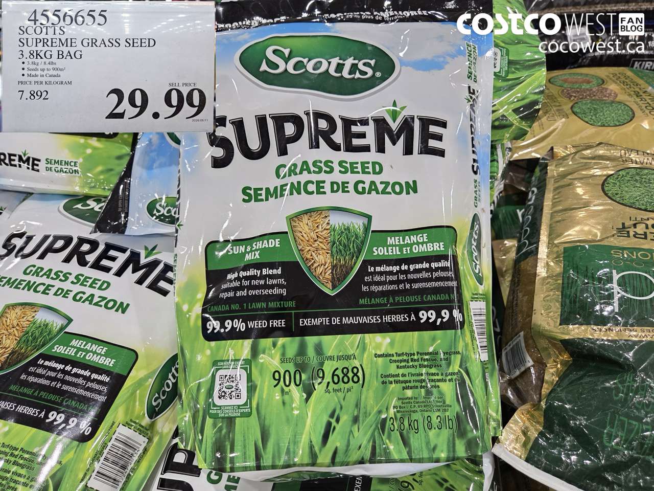 4556655 SCOTTS SUPREME GRASS SEED 3.8KG BAG $29.99