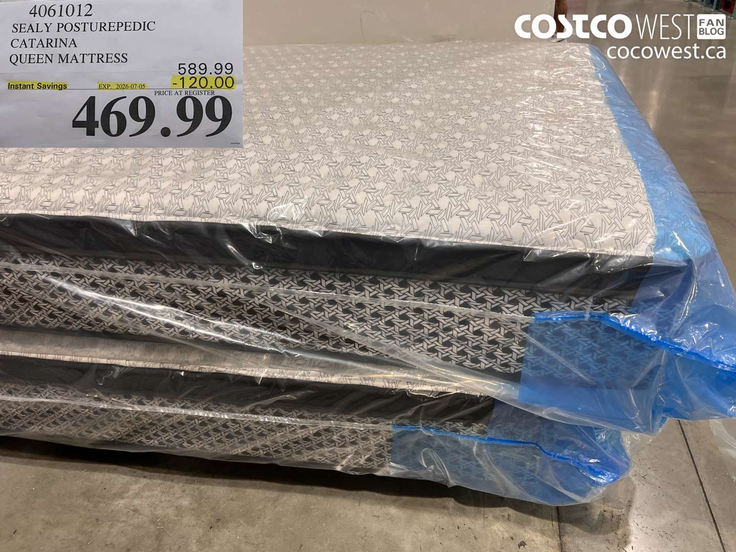 4061012 SEALY POSTUREPEDIC CATARINA QUEEN MATTRESS ($120.00 INSTANT SAVINGS EXPIRES ON 2026-07-05) $469.99