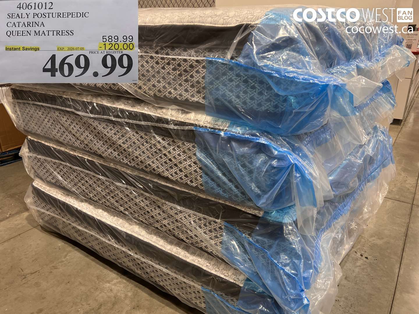 4061012 SEALY POSTUREPEDIC CATARINA QUEEN MATTRESS ($120.00 INSTANT SAVINGS EXPIRES ON 2026-07-05) $469.99