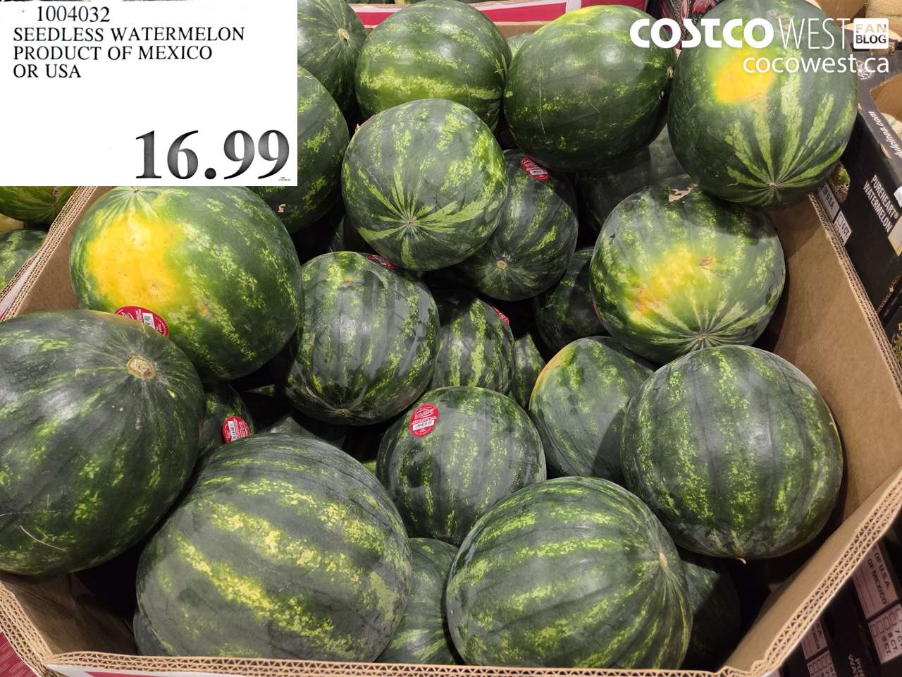 1004032 SEEDLESS WATERMELON PRODUCT OF MEXICO OR USA $16.99