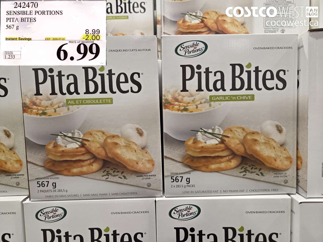 242470 SENSIBLE PORTIONS PITA BITES 567 G ($2.00 INSTANT SAVINGS EXPIRES ON 2026-07-05) $6.99