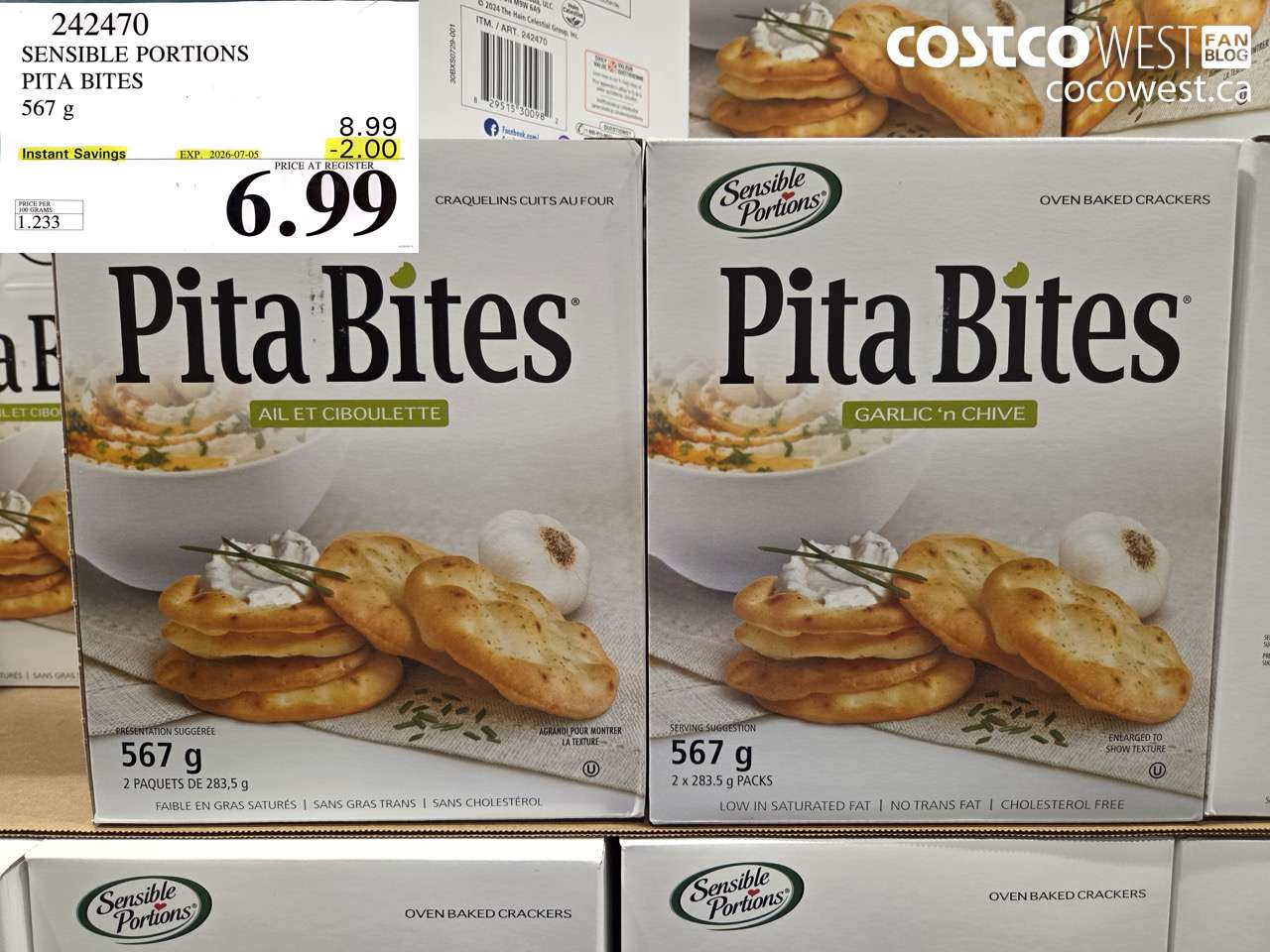 242470 SENSIBLE PORTIONS PITA BITES 567 G ($2.00 INSTANT SAVINGS EXPIRES ON 2026-07-05) $6.99