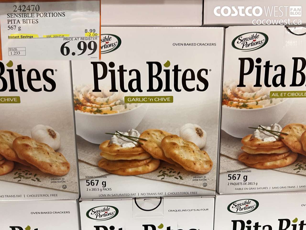 242470 SENSIBLE PORTIONS PITA BITES 567 G ($2.00 INSTANT SAVINGS EXPIRES ON 2026-07-05) $6.99