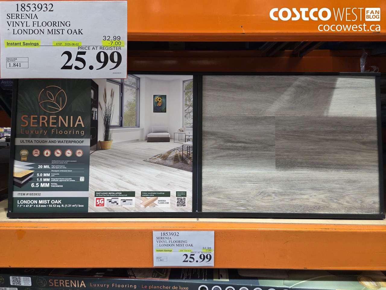 1853932 SERENIA VINYL FLOORING LONDON MIST OAK ($7.00 INSTANT SAVINGS EXPIRES ON 2026-06-02) $25.99